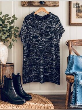 Reference Point Short Sleeve Brown & Tan Marbled Long Sweater/XL